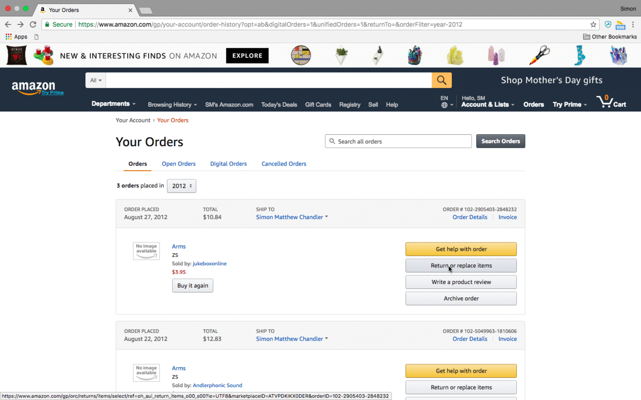 Een verzonden Amazon-bestelling annuleren