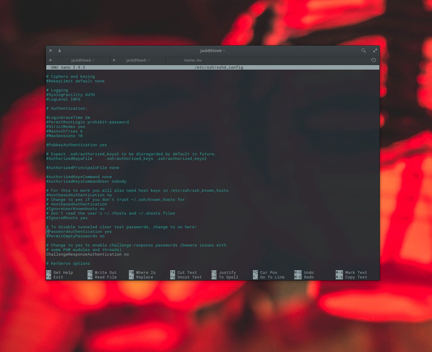 Screenshot van het bestand sshd_config gevonden op Linux.