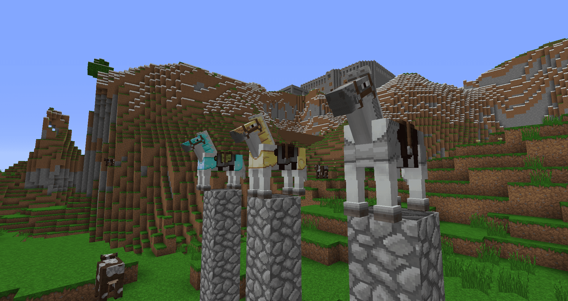 Minecraft-dieren uitgelegd: paarden, ezels en muilezels 5 Minecraft-screenshot van gepantserde paarden
