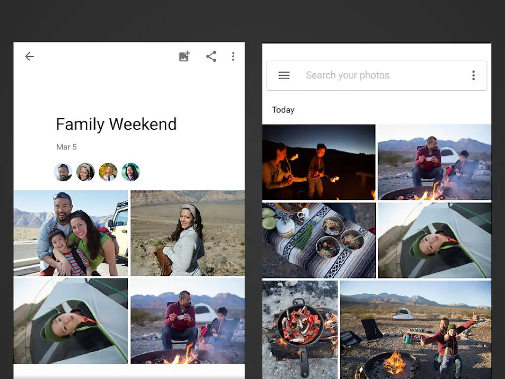 Twee screenshots van de Google Foto's-app op Android.