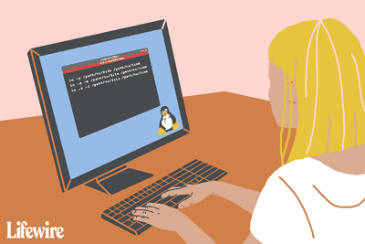 Illustratie van een persoon die een Linux-computer gebruikt