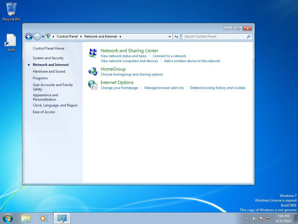 Windows 7 Netwerk- en internetbediening