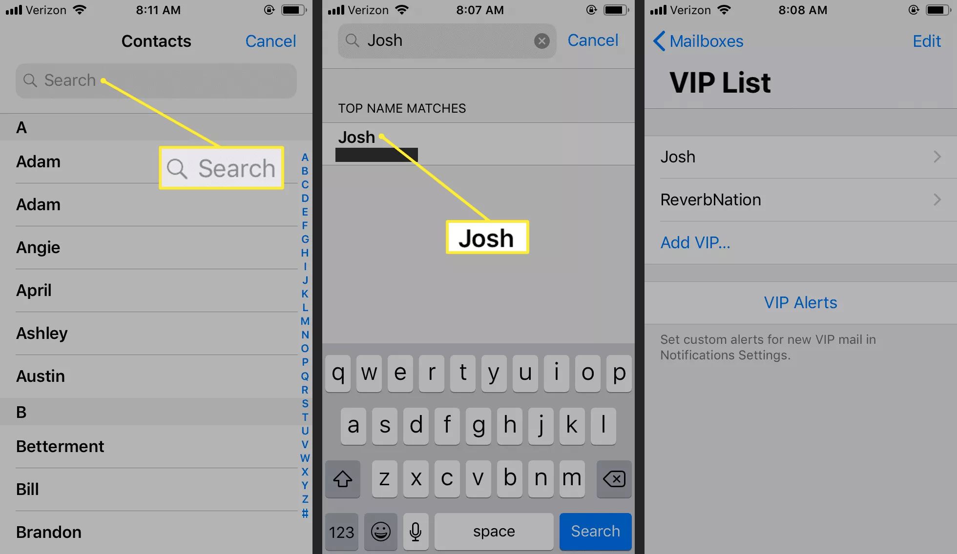 VIP toevoegen vanuit Contacten in iOS