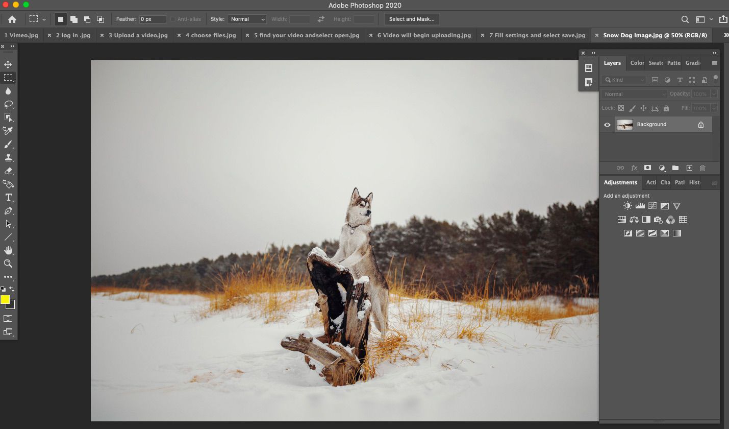 Open Photoshop en voeg de foto toe waaraan je een sneeuweffect wilt toevoegen.