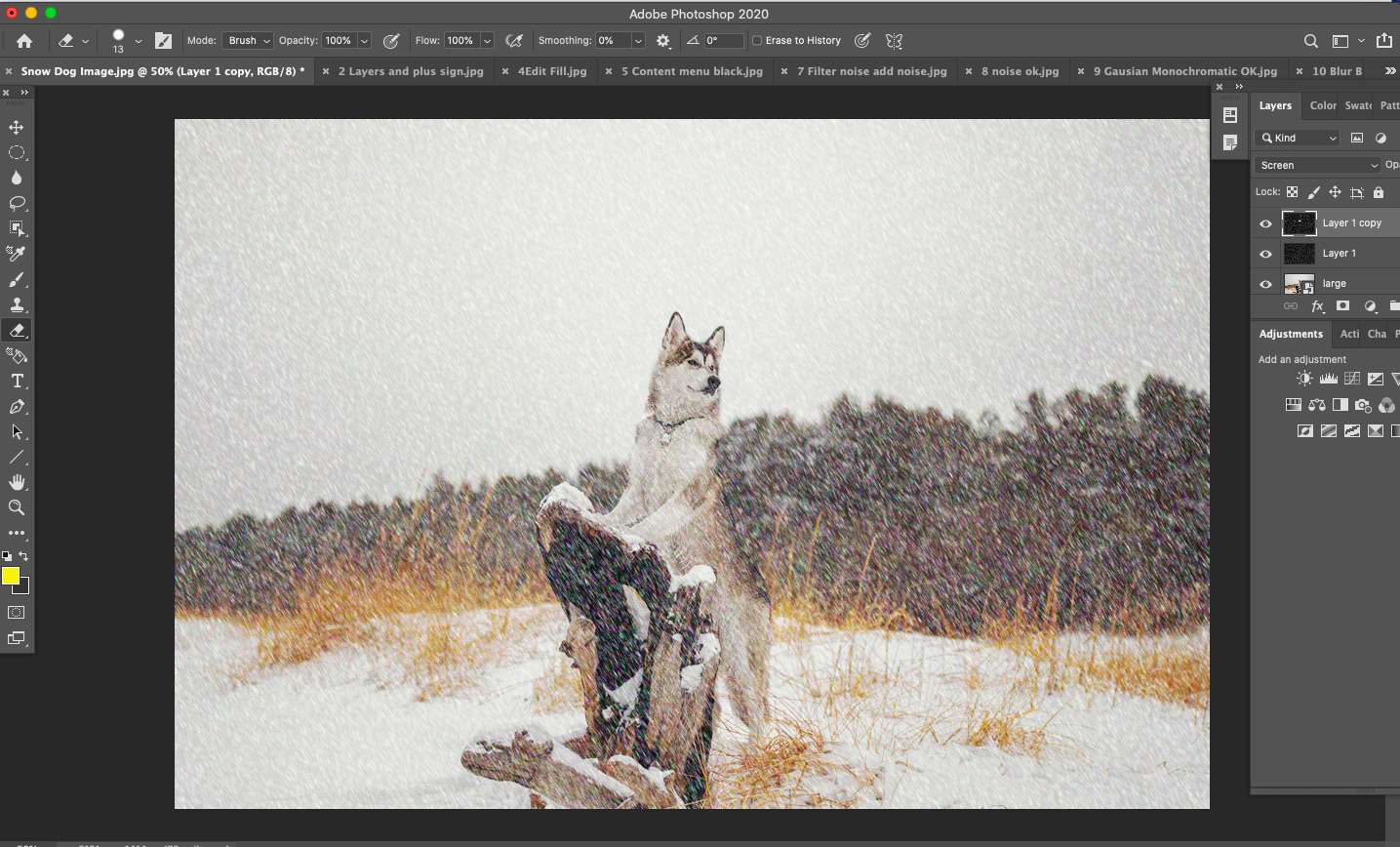Eindbeeld van sneeuw met Photoshop