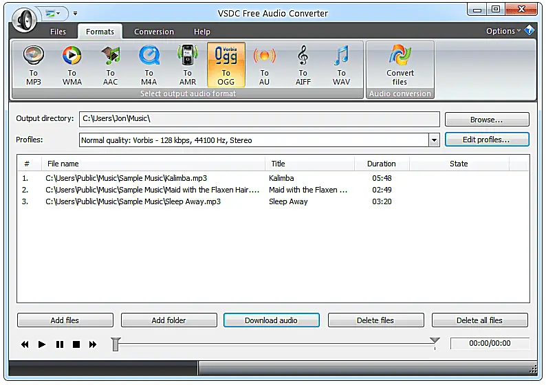 VSDC gratis audio-omzetter in Windows 7