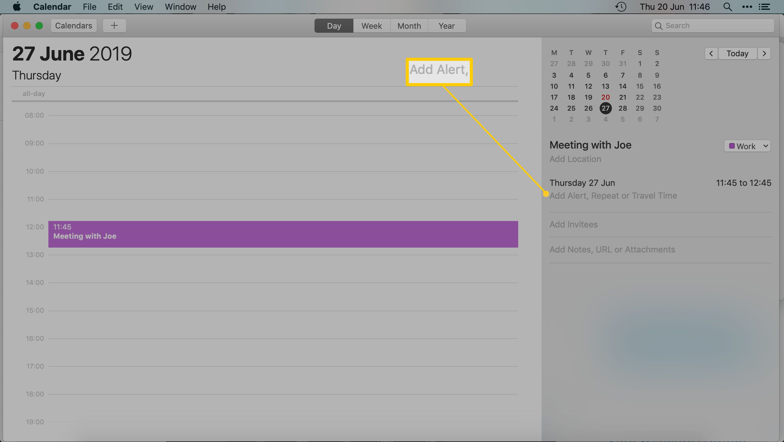 De Mac Agenda-app - Markering toevoegen van een melding aan een afspraak