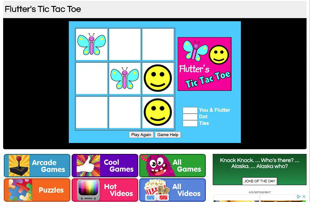 Flutter's Tic Tac Toe Milieuspel voor kinderen