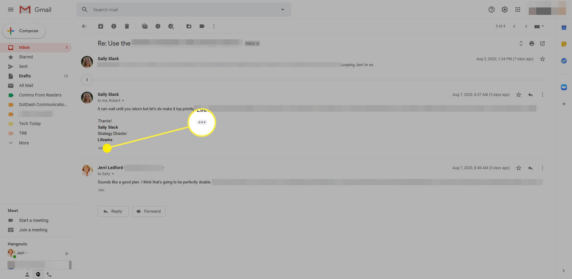De optie Bijgesneden inhoud weergeven in Gmail.