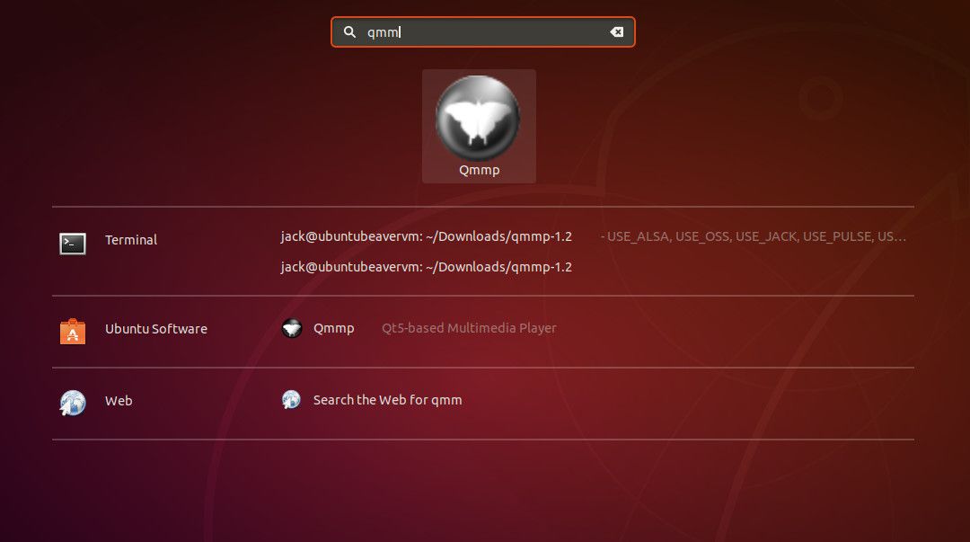 Screenshot van QMMP nu geïnstalleerd.