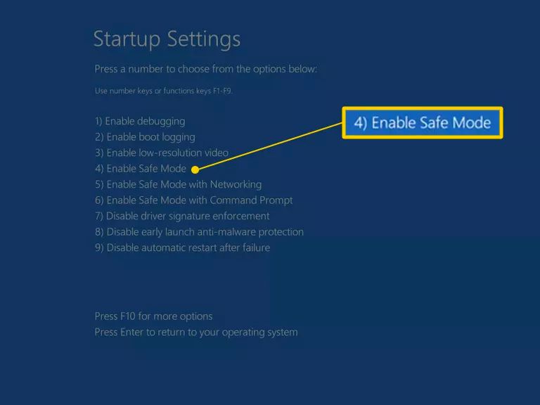 Schakel de veilige modus in de opstartinstellingen voor Windows 10 in