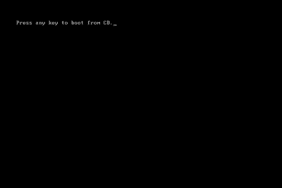Screenshot van het scherm Press Any Key tijdens het opstarten van Windows XP