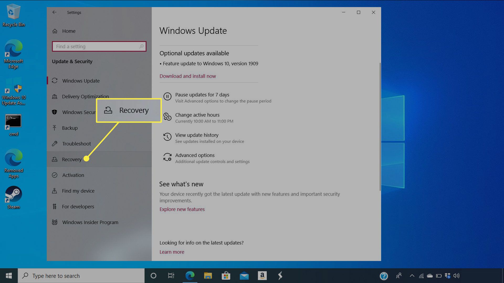 Herstel in Windows Update-instellingen