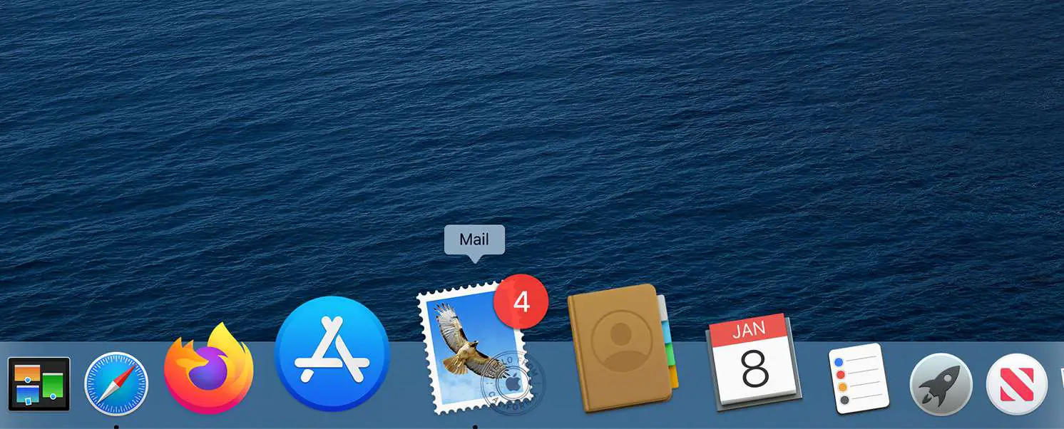 Het Mail-pictogram in het Mac Dock