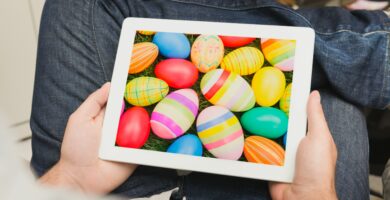 guy watching an easter images on his digital tablet 155372711 5a676e725ffa30001ac25bd9