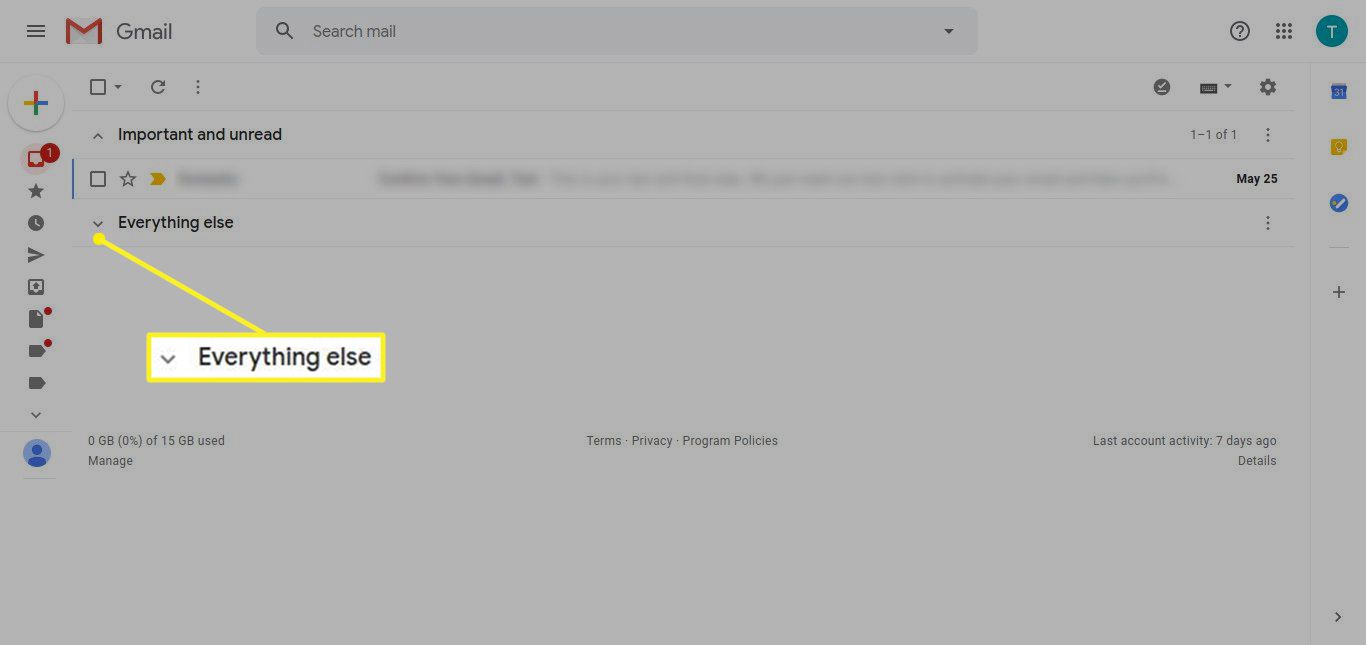 Gmail-prioriteitsinbox met al het andere samengevouwen