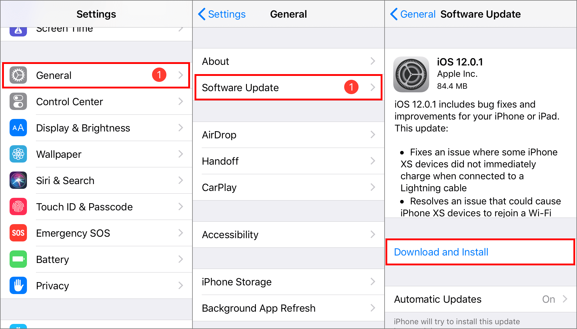 Screenshots die laten zien hoe je iOS kunt updaten naar een nieuwe versie op een iPhone