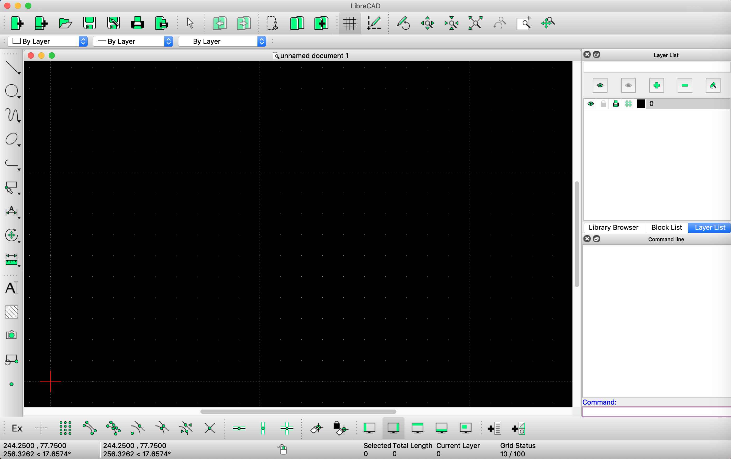 LibreCAD-screenshot op macOS