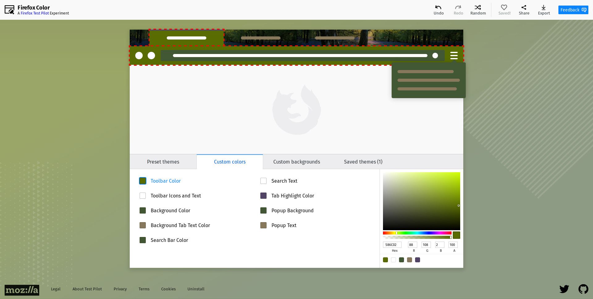 Selecteer de kleuren voor uw Firefox-thema