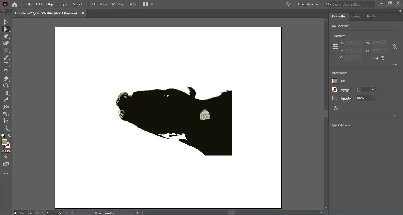 Een vectorafbeelding van een koe in Adobe Illustrator