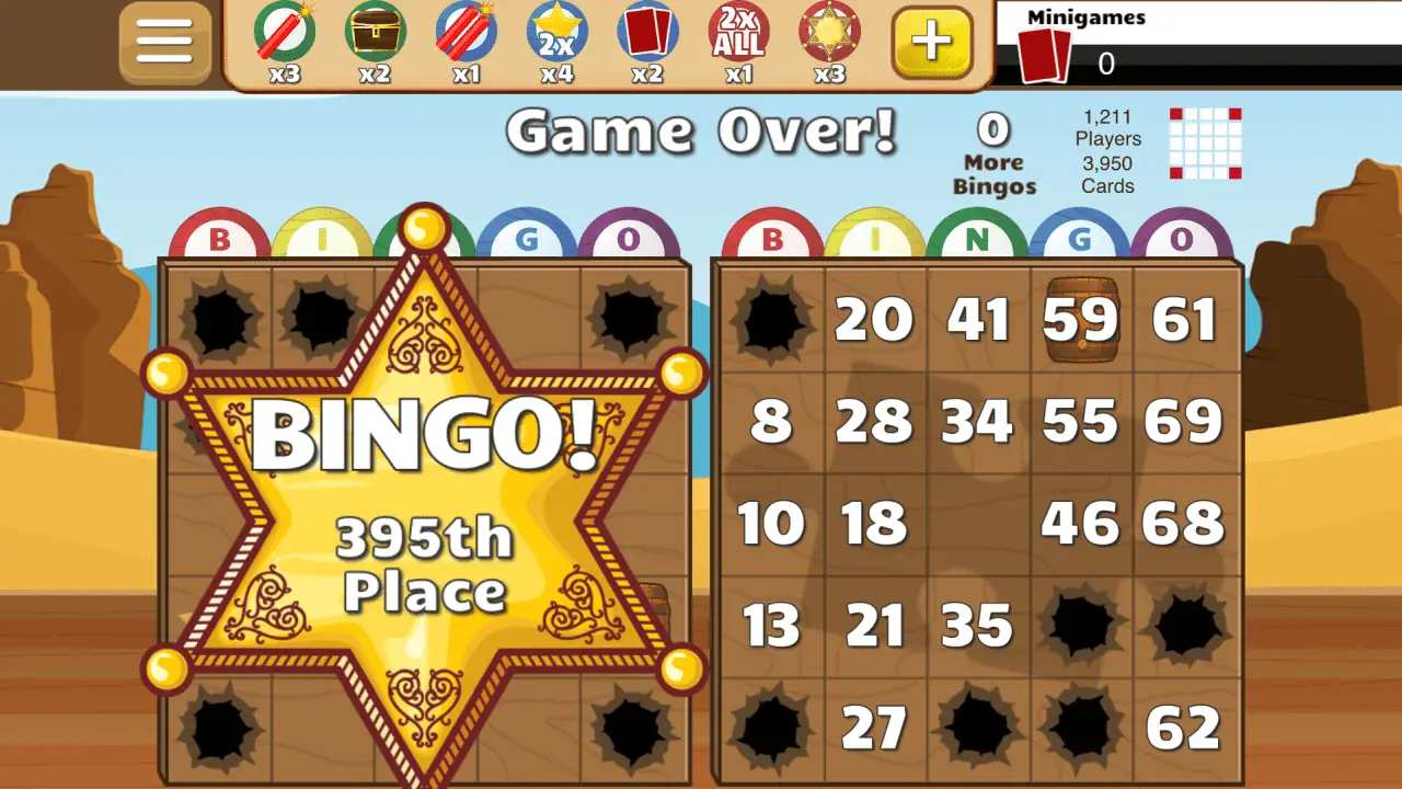 Screenshot van winnende Bingo in Bingo Showdown