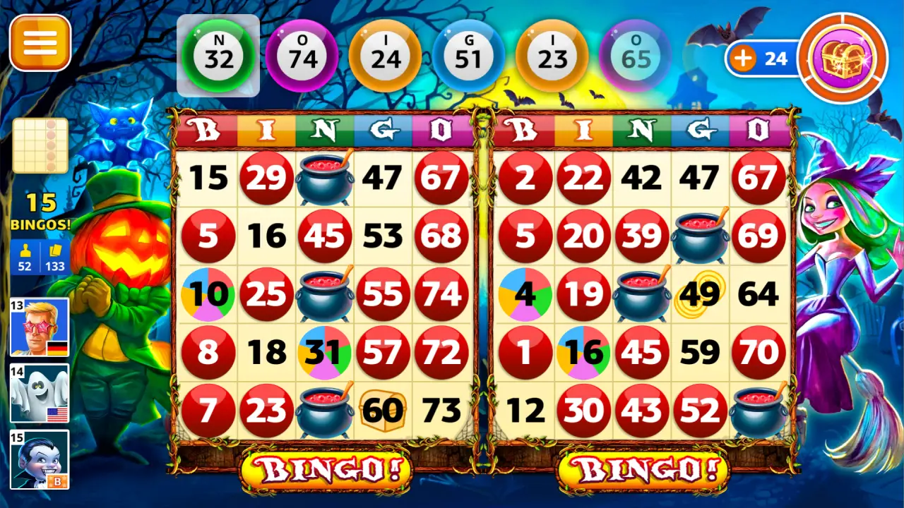 Screenshot van het spelen van Halloween Bingo