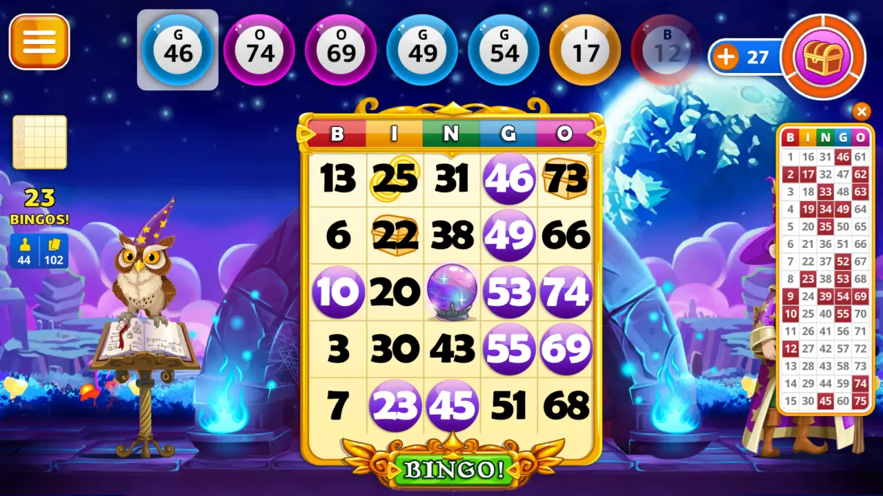 Screenshot van het spelen van Wizard Bingo op Android