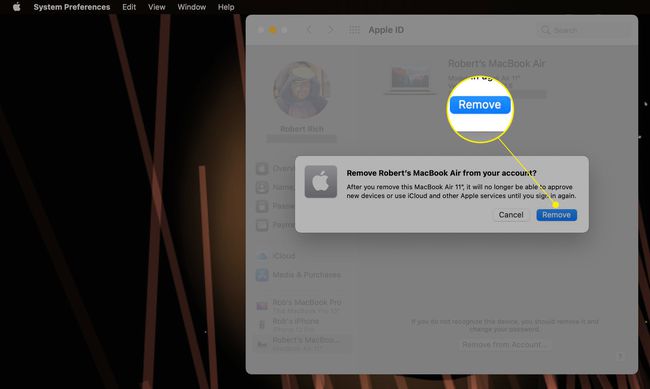 Mac verwijder apparaat pop-up met Verwijderen gemarkeerd