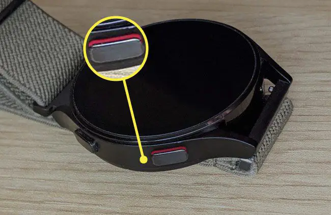 De home-knop op een Samsung Galaxy-horloge.