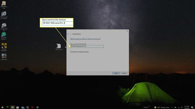 Windows-bureaublad met nieuwe snelkoppelingsnaam gemarkeerd