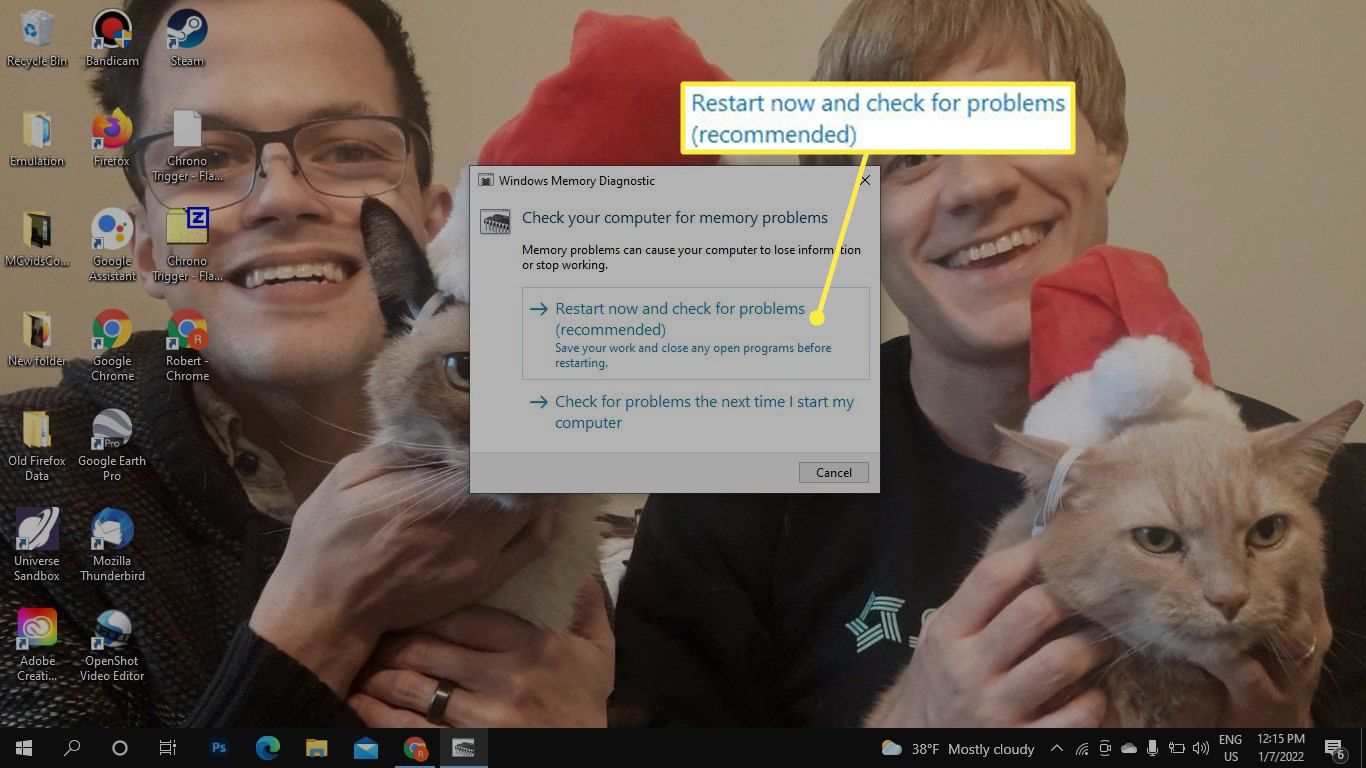 Windows Memory Diagnostic pop-up in Windows 10