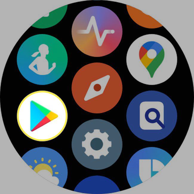 Het Google Play Store-pictogram gemarkeerd op een Galaxy-horloge