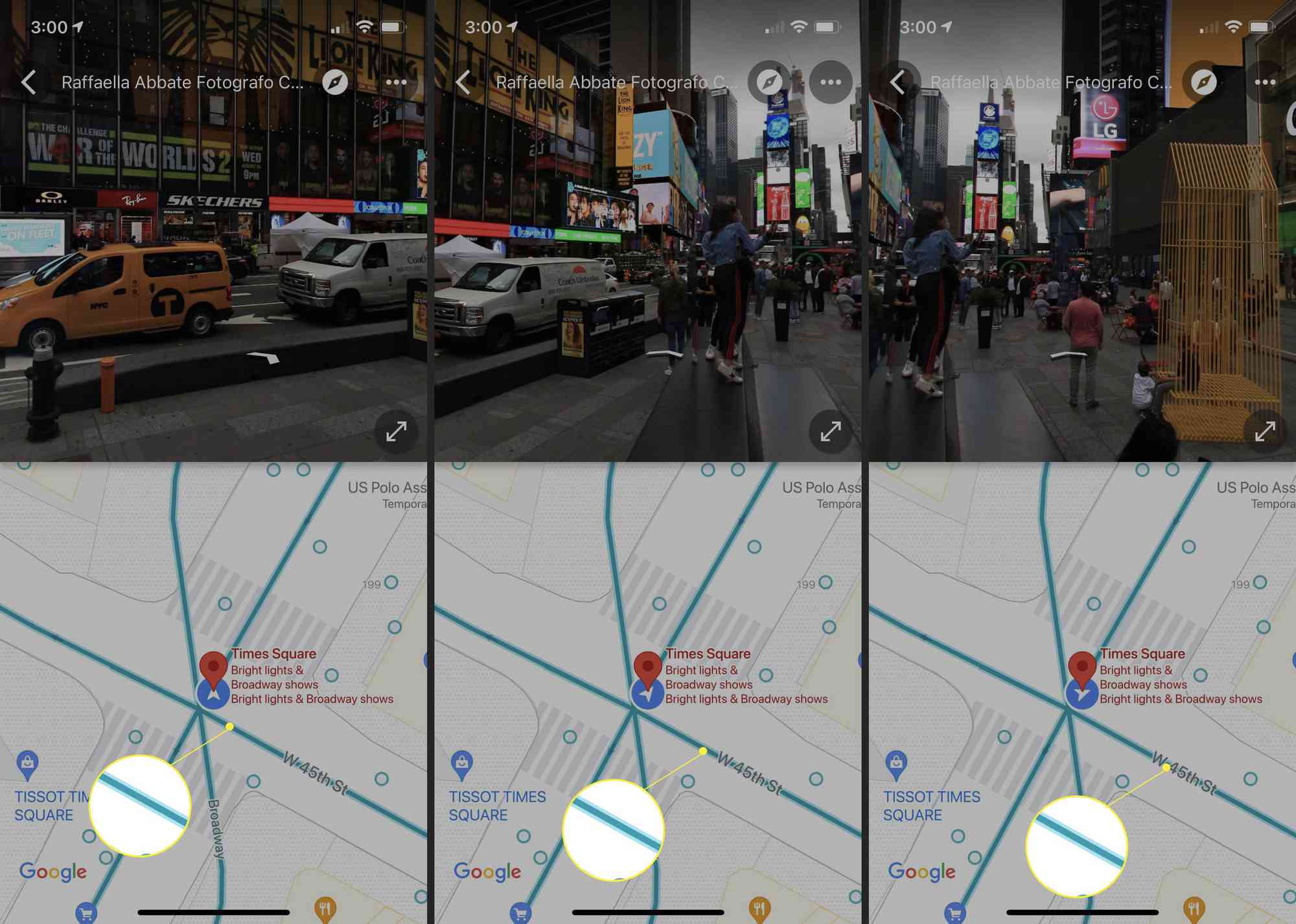Google Maps Street View met blauwe lijnen gemarkeerd en Street View op de helft van het scherm