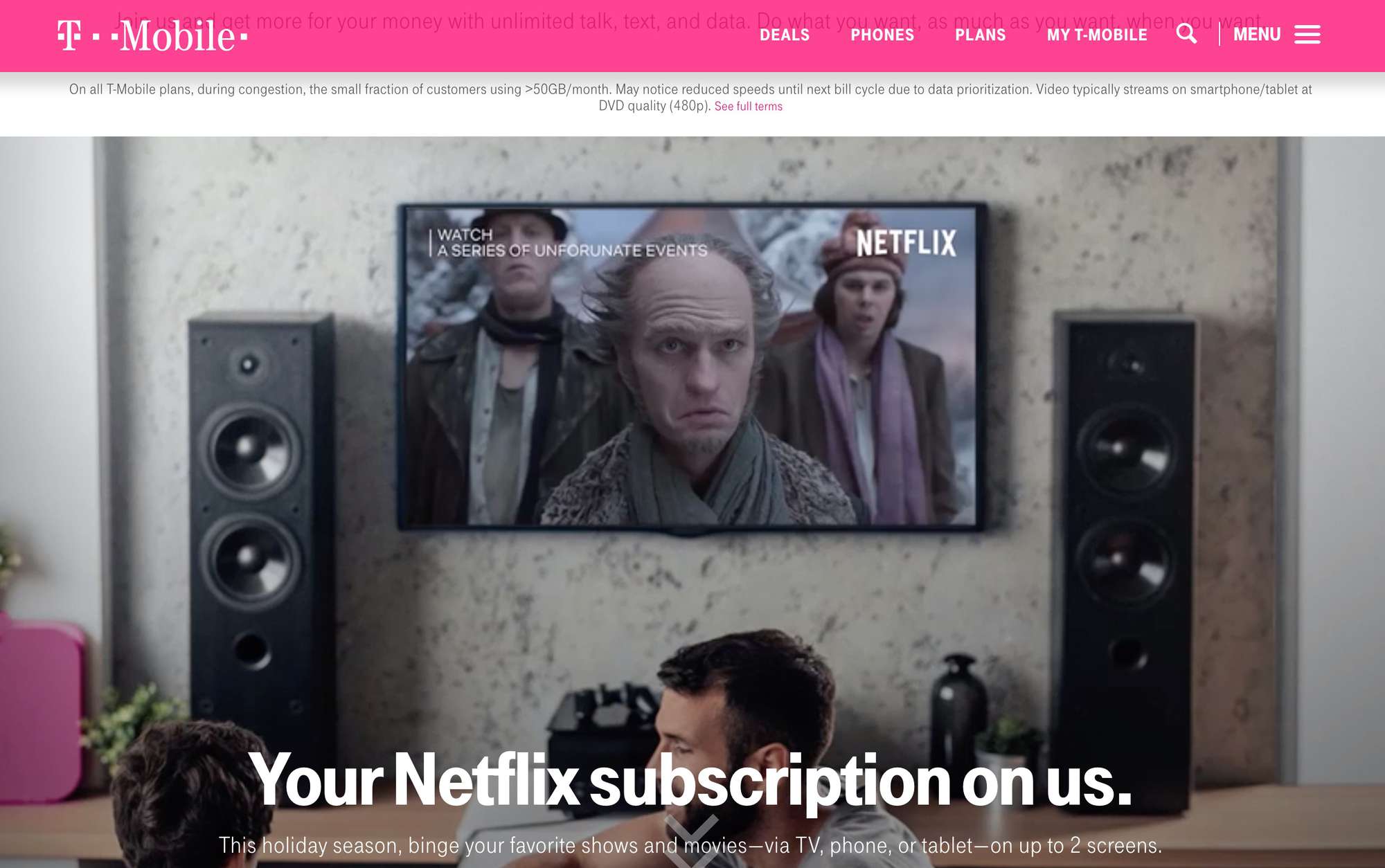 T-Mobile-webpagina met Netflix-deal