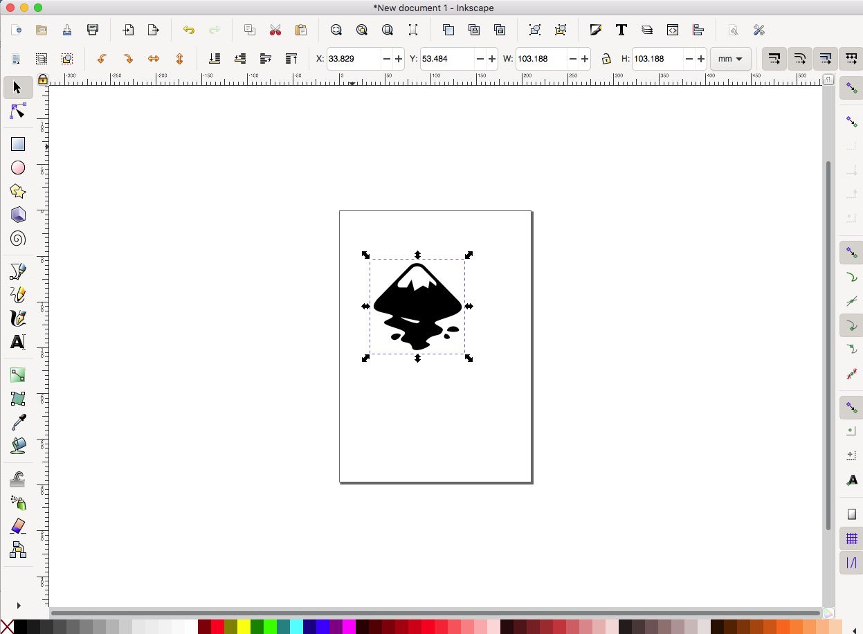 Inkscape-logo in de Inkscape-toepassing