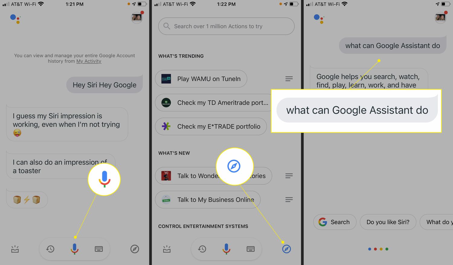 Google Assistent-app met de microfoon, het kompas en 