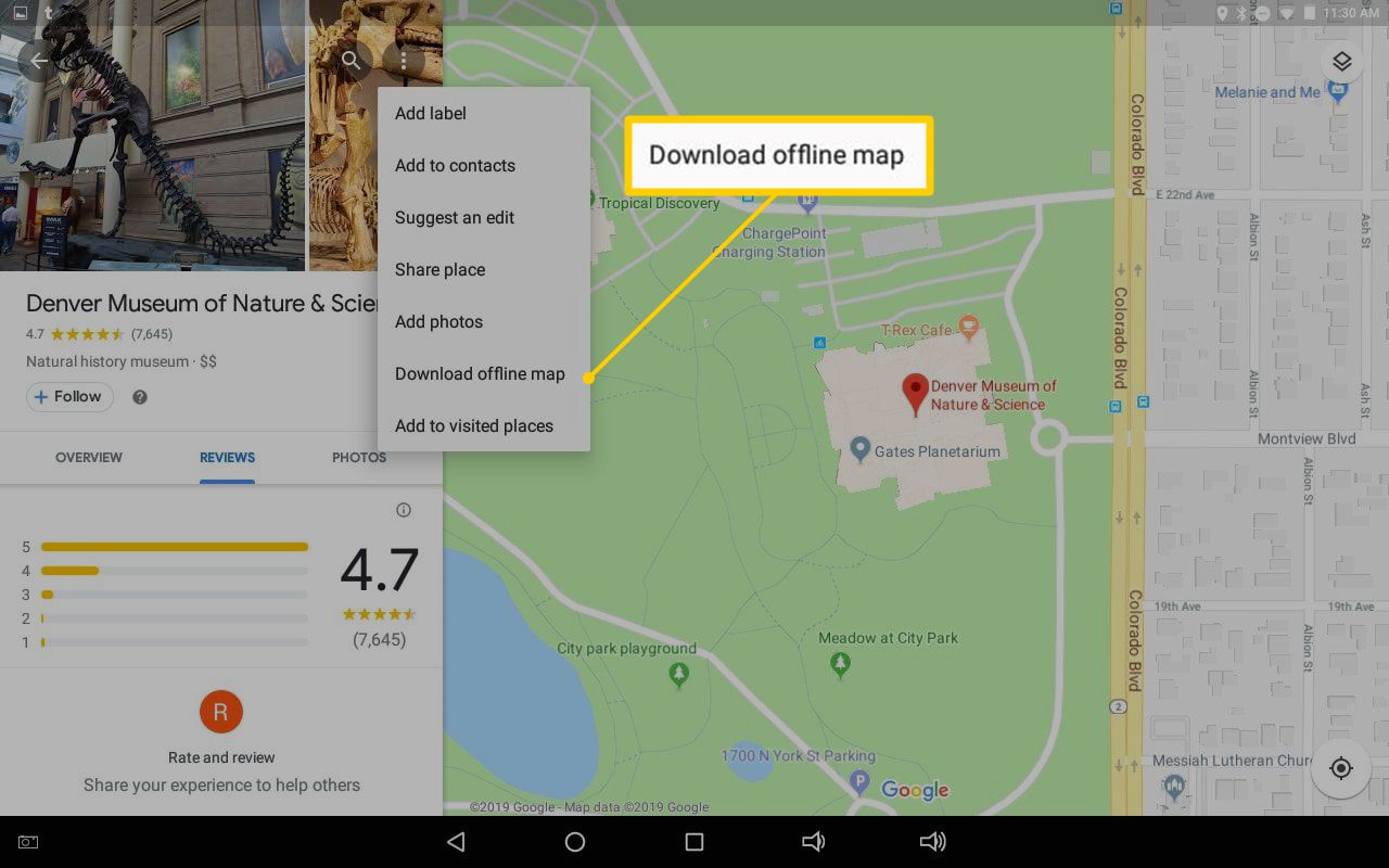 Download offline kaartmenu-item in Google Maps
