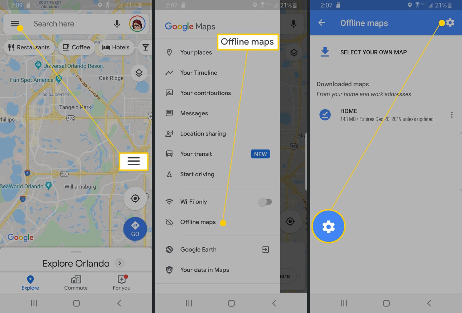 Google Maps-app op Android.