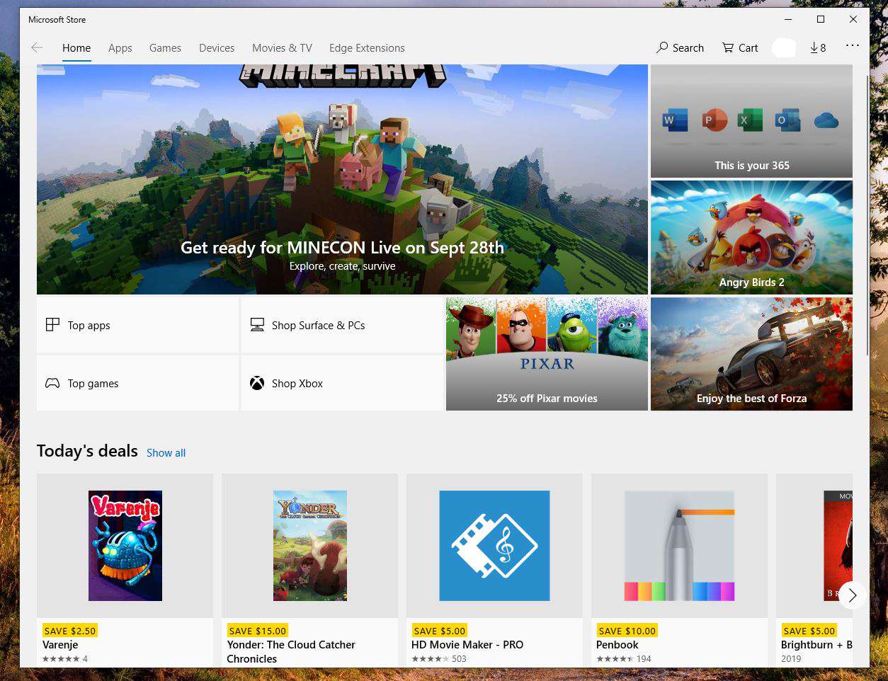 Screenshot van de Microsoft Store