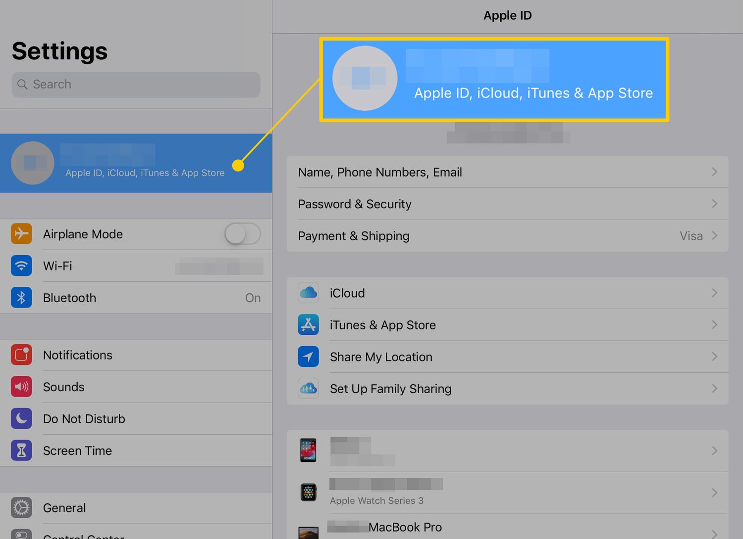 Apple ID in Instellingen op een iPad