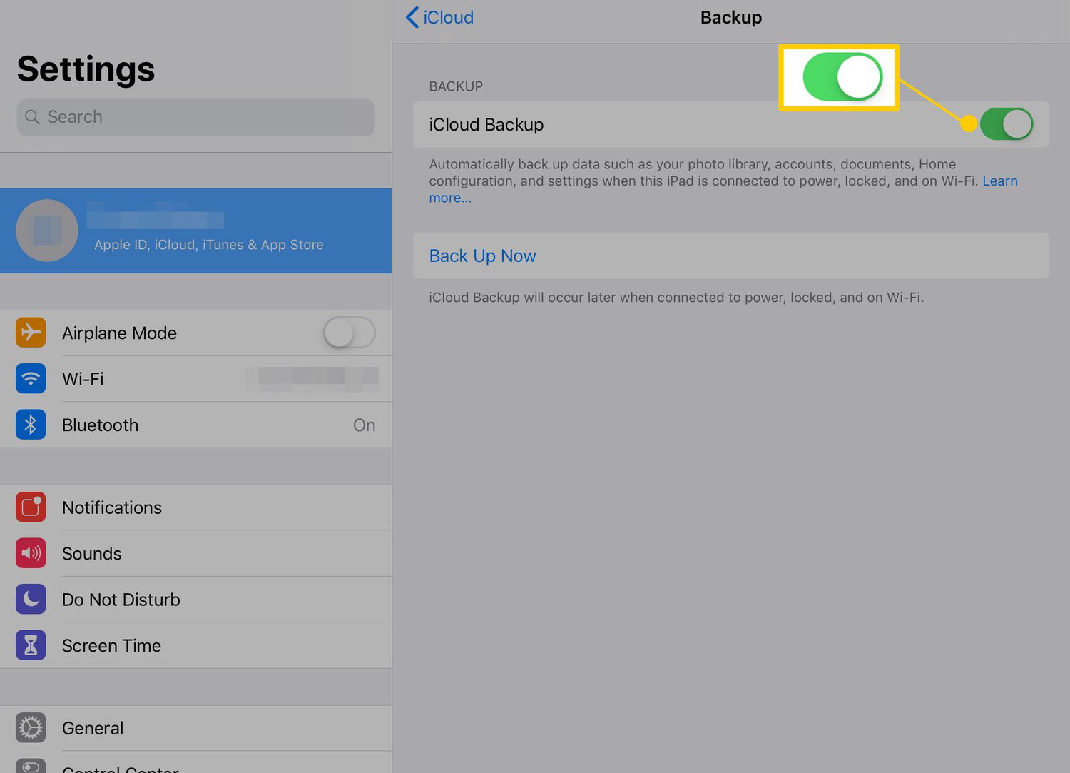 iCloud-back-up op iPad