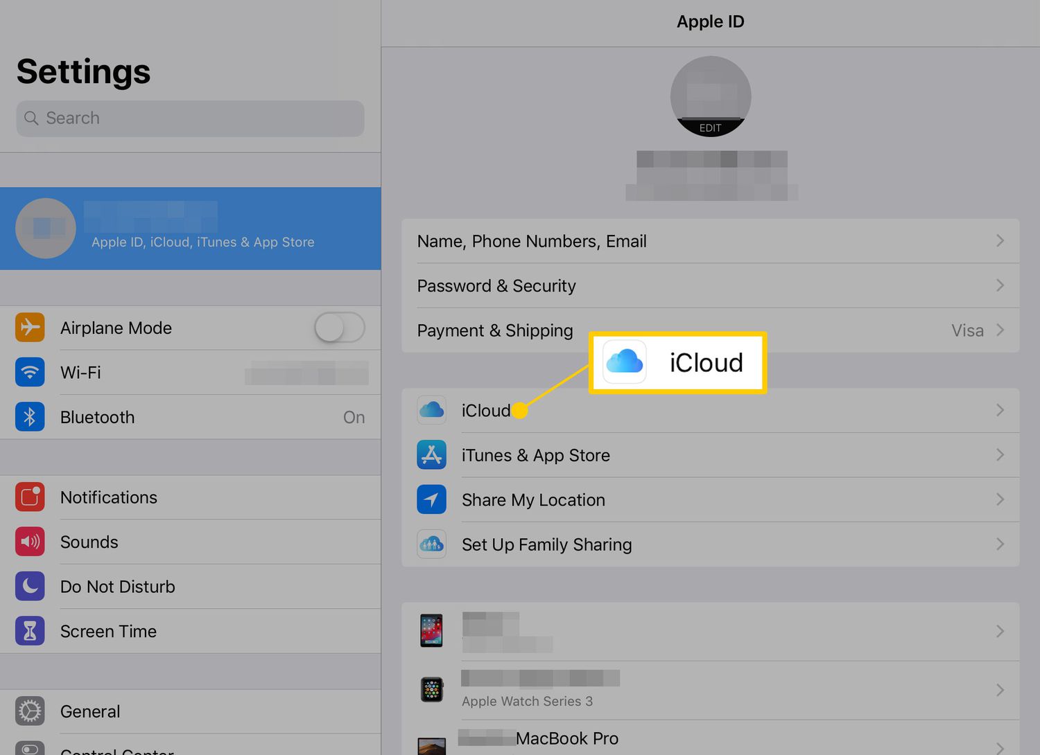 iCloud in iPad-instellingen