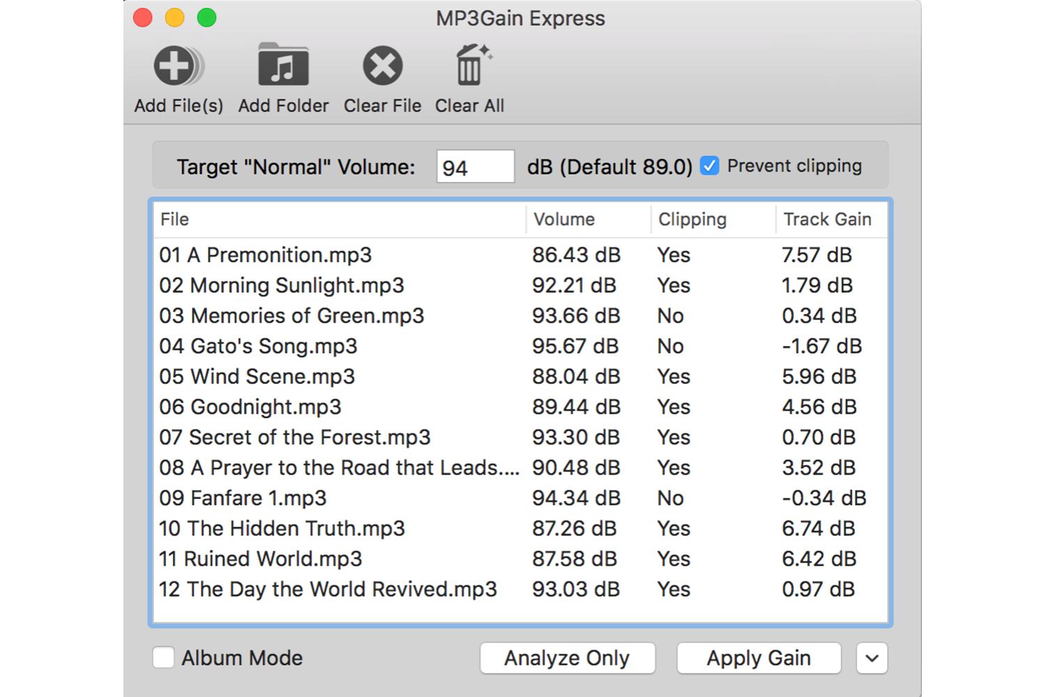 MP3Gain Express voor macOS-screenshot