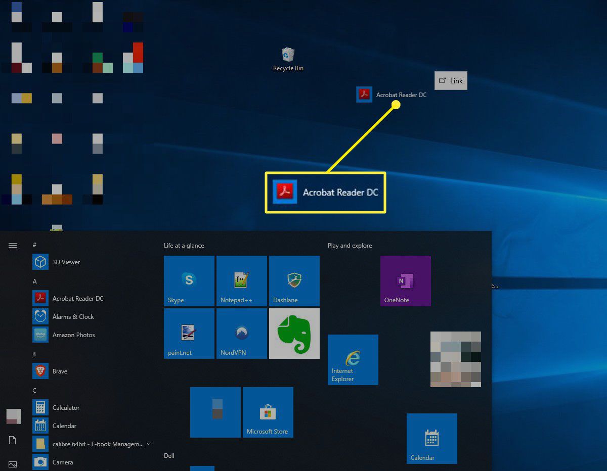Klik en sleep vanuit het startmenu van Windows 10