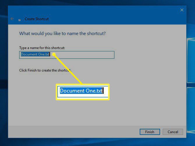 Kies Naam voor bureaubladsnelkoppeling op Windows 10