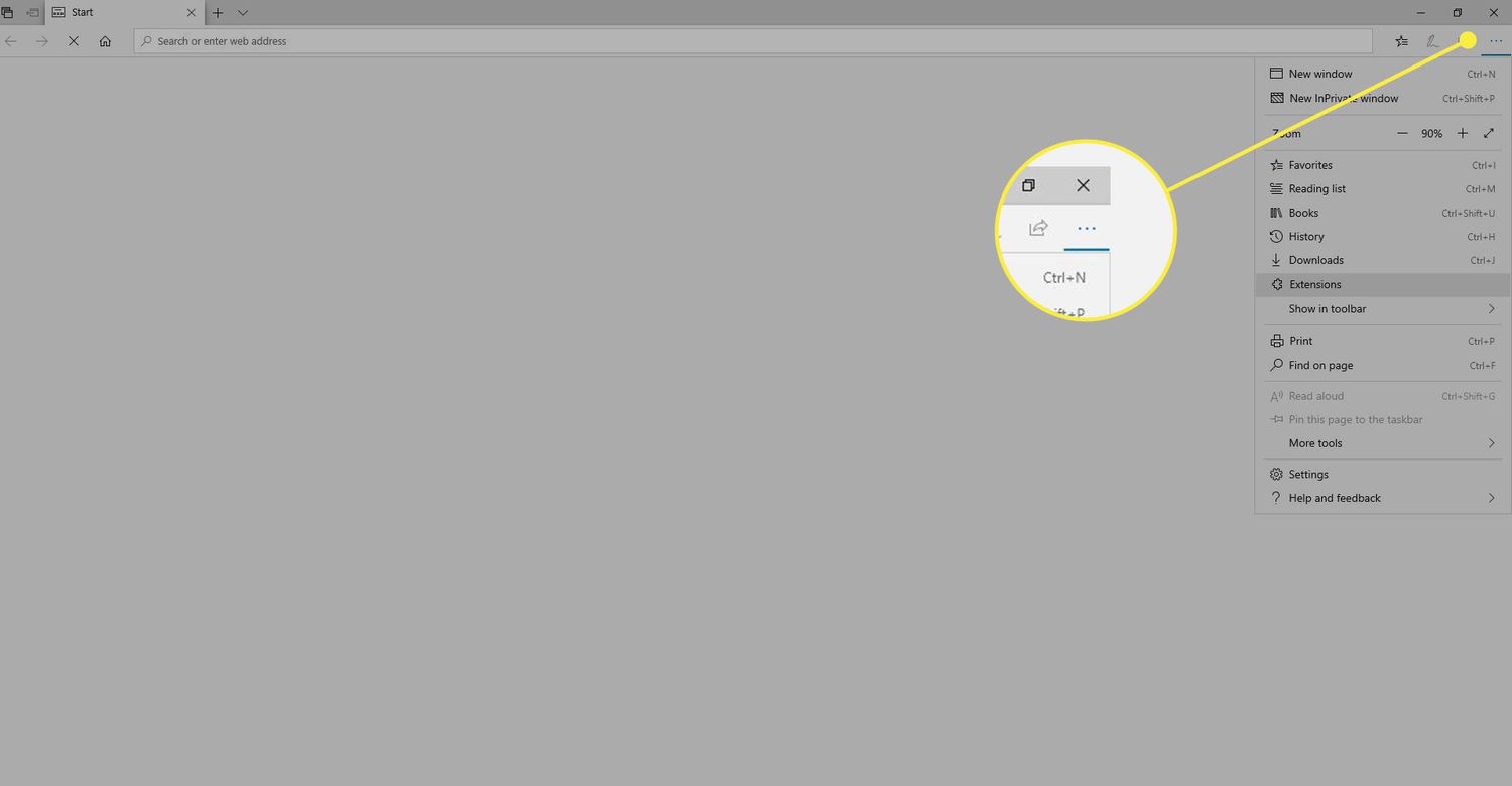 Een screenshot van Microsoft Edge met het pictogram Meer gemarkeerd